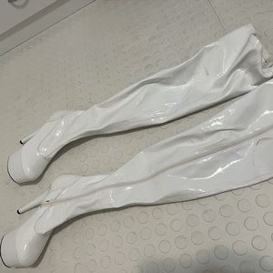 White Pleaser Thigh high boots size 8